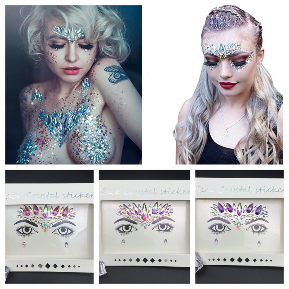 Rave Festival Crystal Rhinestone Face Jewels - Picture 1 of 16